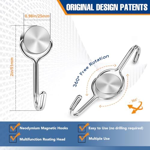 TRYMAG Magnetic Hooks for Cruise Cabins, 60LBS Heavy Duty, 6 Pack - Image 3