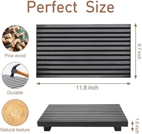 Black Bathroom Counter Tray Organizer Wood Riser Stand Kitchen Soap Holder - Image 7