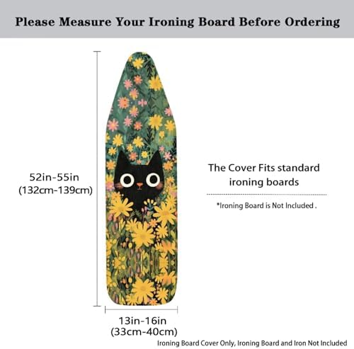 Cat Flower Ironing Board Cover and Pad, 16x55 Inches Standard Size Heavy Duty - Image 5