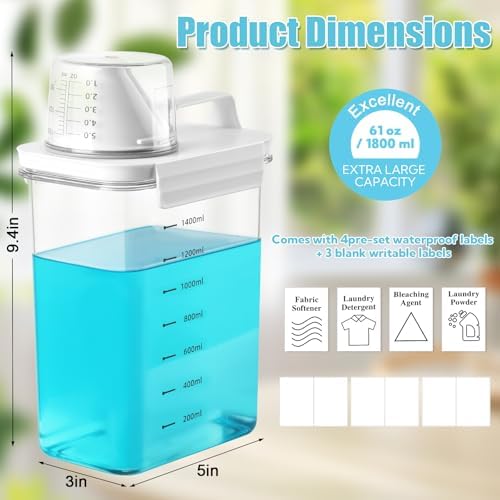 4 Pack Laundry Detergent Dispenser 61oz Plastic Liquid Detergent Dispenser - Image 2