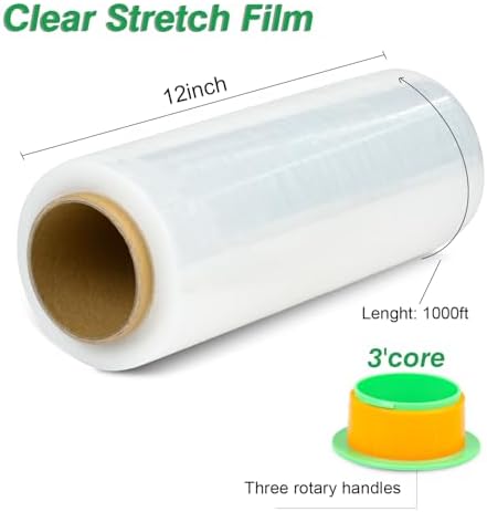 Industrial Strength Clear Stretch Wrap Film 12" x 1000 Ft 3 Pack - Image 2