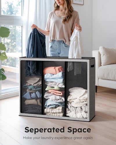 SOLEDI Large Laundry hamper 3 Section - Image 2