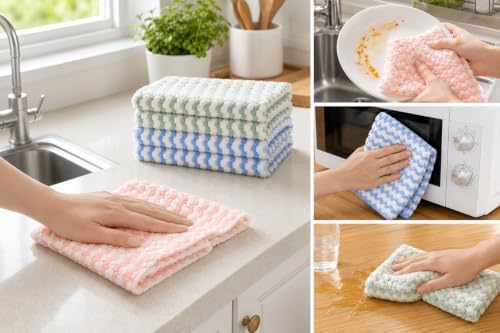 Microfiber Cleaning Towels, Textured Multi-Purpose Cleaning Cloths - Image 3