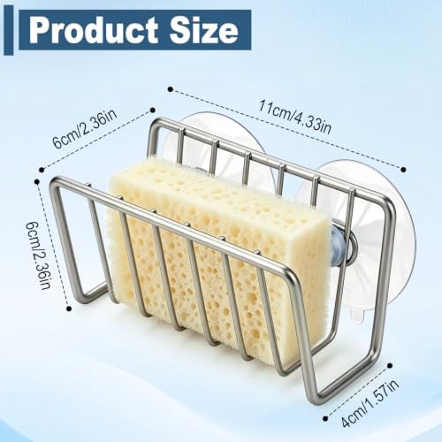 Sponge Holder for Kitchen Sink, Stainless Steel Sink Caddy - Image 2