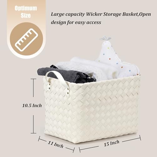 Handwoven Clothes Basket Laundry Hampers Large Wicker Storage Baskets - Image 5