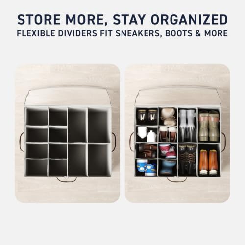 Ornavo Home Large Shoe Storage Organizer Bins 2 Pack, Foldable Linen - Image 6