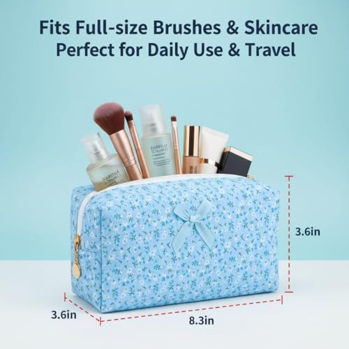 Large Pencil Case, Quilted Cotton Pencil Pouch, Cute Floral Pen Bag - Image 3
