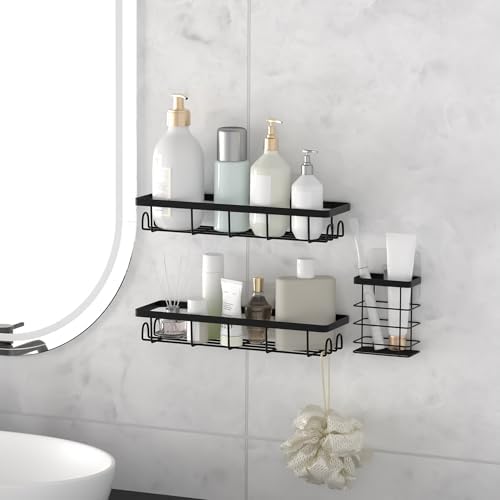 Shower Caddy Organizer with Hooks, Self Adhesive Bathroom Shelves, Shower - Image 7