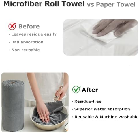 80 Pack Microfiber Cleaning Cloth Roll Reusable Paper Towels 12"x12" Tear Away - Image 5