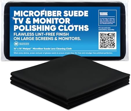 Microfiber Wholesale Premium TV Screen Cleaning Cloth Black | 14”x14” | 3pk | by MicrofiberWholesale