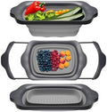 Comfify Gray Collapsible Silicone Over-Sink Colander – 6 Qt – Extendable by Comfify
