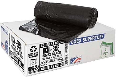 Aluf Plastics 44 Gallon 1.5 MIL Black Heavy Duty Trash Bags - Image 9