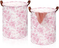 CroBlissful 2 Pcs Pink Floral Laundry Basket Coquette Storage Basket by CroBlissful