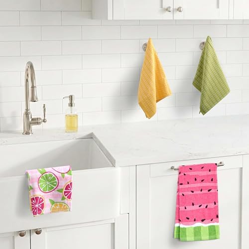 Ritz 4-Piece Kitchen Towel Set, Citrus Fruit & Watermelon Stripe Prints - Image 4