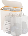 145L Laundry Hamper with Lid, 3 Section Laundry Basket with 3 Removable Bag by Bathola