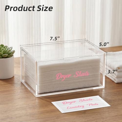 Acrylic Dryer Ball Holder Dispenser Container, Bonus Pink Labels Included - Image 2