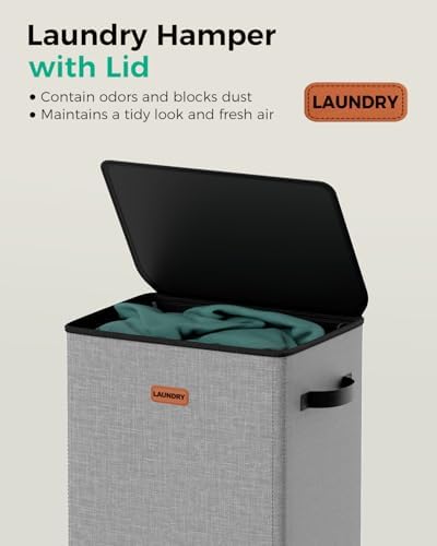 100L Laundry Hamper with Lid, Durable Laundry Basket Made of Cationic Fabric - Image 4