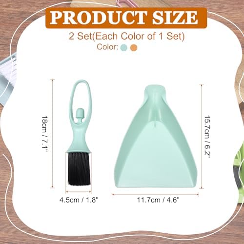 uxcell 2 Pcs Mini Dustpan and Brush Set, Small Broom and Dustpan Set - Image 2