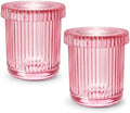 Light Pink Thick Glass Bathroom Qtip Holder, 2 Pack by MKOSAB
