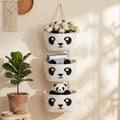 Panda Nursery Decor 3-Tier Panda Basket Hanging Cotton Rope Woven Organizer by Yiyiring