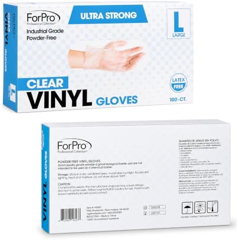 ForPro Disposable Vinyl Gloves, Industrial Grade, Powder & Latex Free, - Image 2