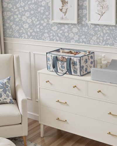 Blissful Diary Floral Diaper Caddy Organizer, Peony Blue - Image 5
