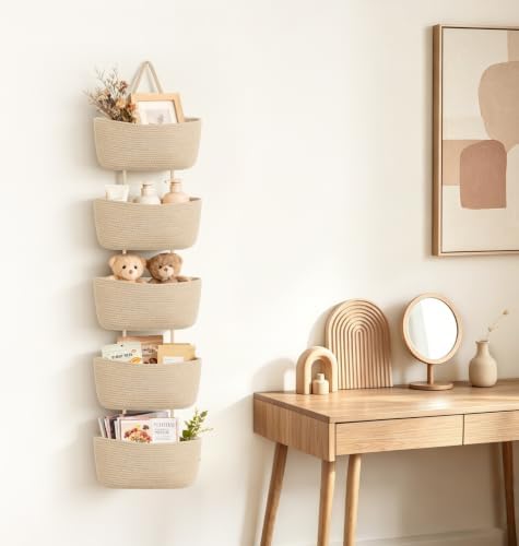 Dahey Over The Door Hanging Basket Storage 5-Tier Woven Wall Basket - Image 4