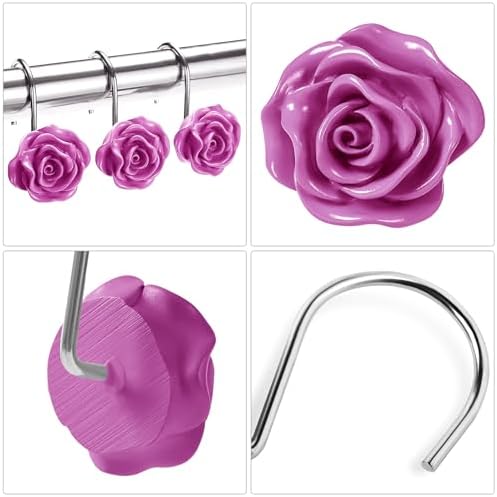 Cute Rose Floral Shower Curtain Hooks Rings - Image 3