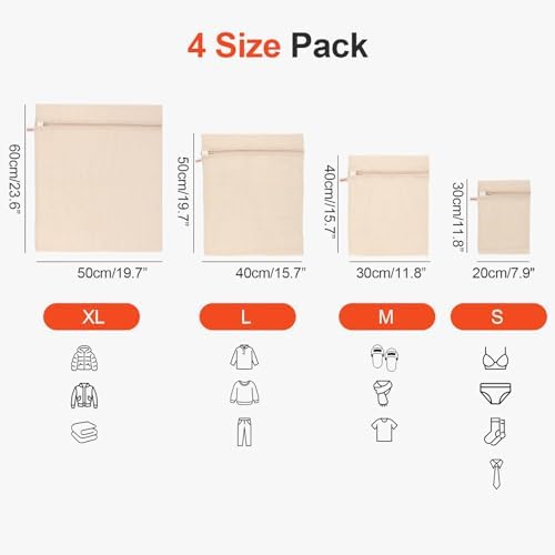 MADIKA 100% Cotton Mesh Laundry Bags, Organic Cotton Laundry bags, No Dye - Image 6
