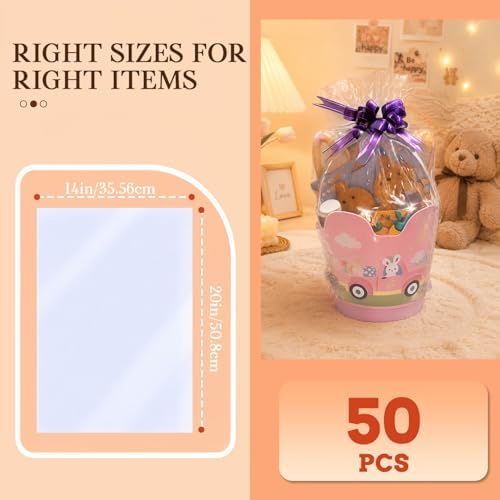 WIKDAY Heat Shrink Wrap Bags 50 PCS 14x20 Inches Cellophane Bags Wrapping - Image 4