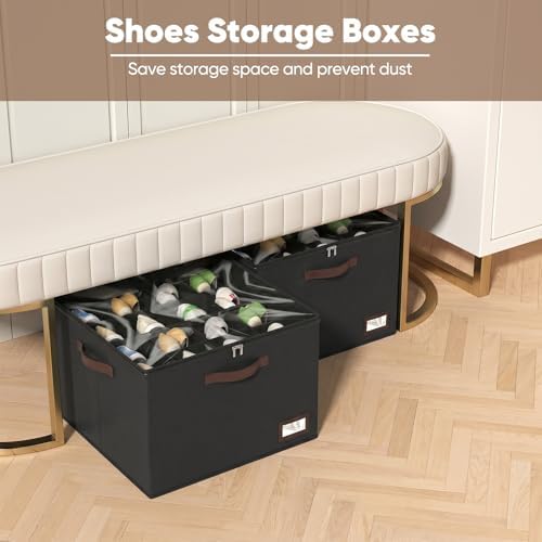 OIAHOMY 2 Pack Shoe Organizer for Closet, Large Foldable Shoe Storage Bins - Image 2
