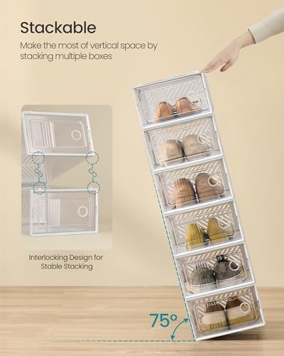 SONGMICS Stackable Shoe Boxes, Ventilated Clear - Image 3