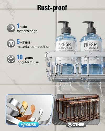 Shower Caddy 7 Pack, Adhesive Bathroom Shower Organizer - Image 5
