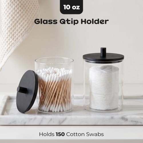 Glass Qtip Holder with Wood Lids, 10 oz Apothecary Jars, 2 Pack - Image 5