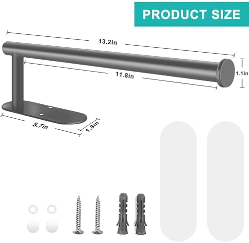 MGahyi Grey Paper Towel Holder Under Cabinet Wall Mount - Image 2