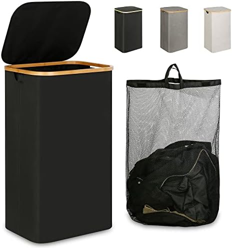 IEGrow Laundry Hamper with Lid, 110L Laundry Basket with Mesh Bags by iEGrow