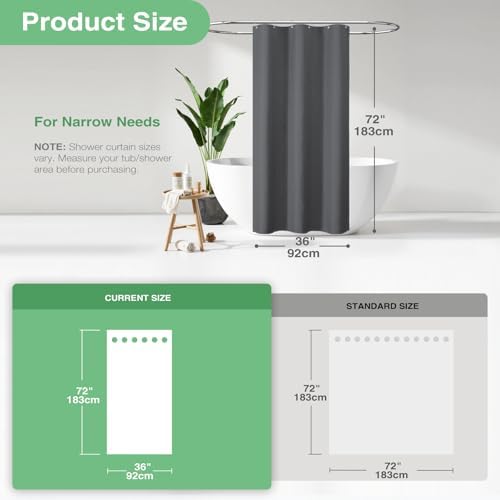Dynamene Stall Waffle Shower Curtain 256 GSM Heavy 36"x72" Charcoal Grey - Image 3