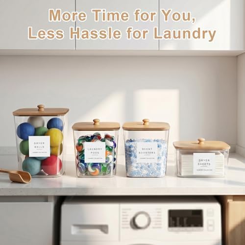 POLRAI 4 Pack Laundry Pod Containers and Dryer Sheet Holder, Laundry Room - Image 5