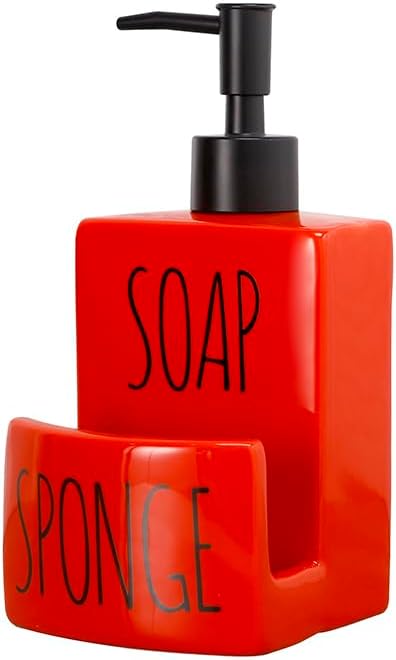 Ceramic soap Dispenser with Sponge Holder by Unknown