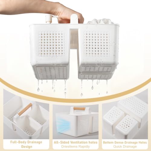 JiatuA Portable Shower Caddy Basket Plastic Caddy Organizer Small White - Image 3