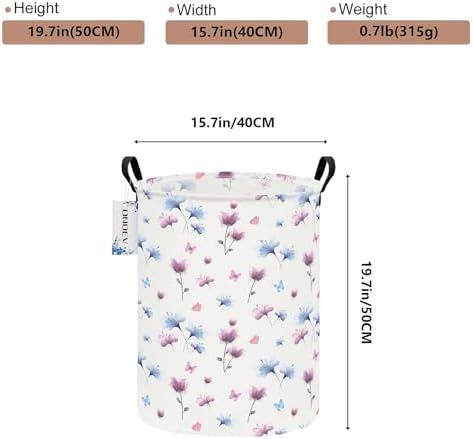 Round Watermark flower Laundry Hamper Waterproof Fabric Home Storage - Image 2