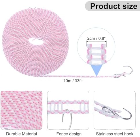 uxcell Windproof Clothesline, 10M 33ft Plastic Non-Slip Clothes Drying Rope - Image 2
