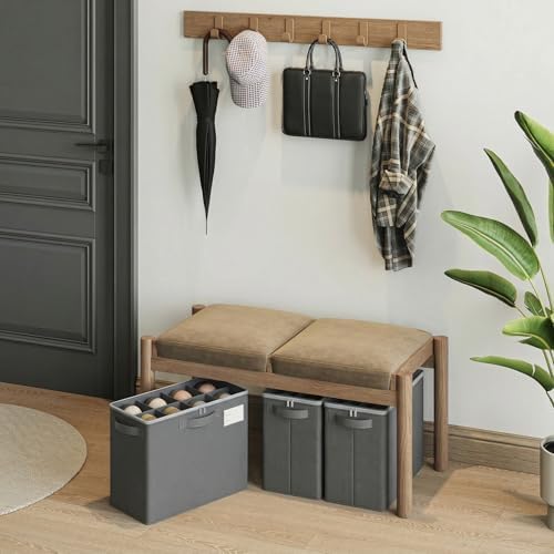 Varhomax Shoe Organizer Box for Closet, Small Fabric Storage Basket 2 Pack - Image 2
