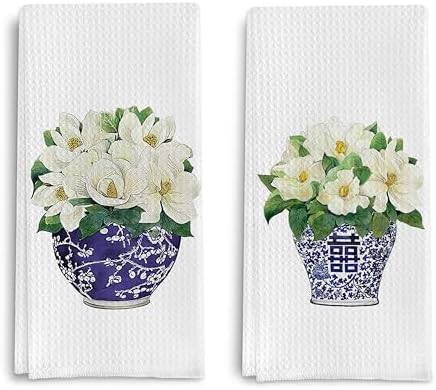 Chinoiserie Vase Kitchen Tea Towel Set of 2 by ColorfulLifeStartingwithYourCuteTowel