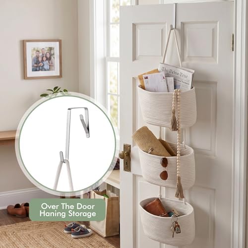 Wall Hanging Rope Baskets 3-Tier Boho Organizers - Image 4