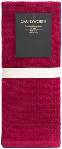CRAFTSWORTH Cotton Kitchen Towels15 x 26" Solid Red Kitchen Hand Towels - Image 2