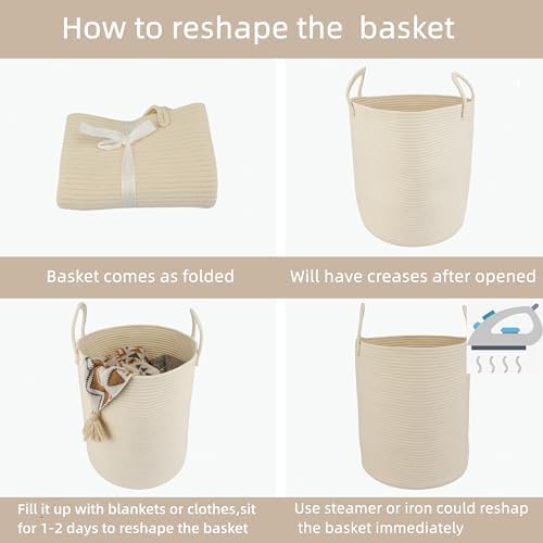 XUANGUO Cotton Rope Laundry Basket Hamper - Image 7