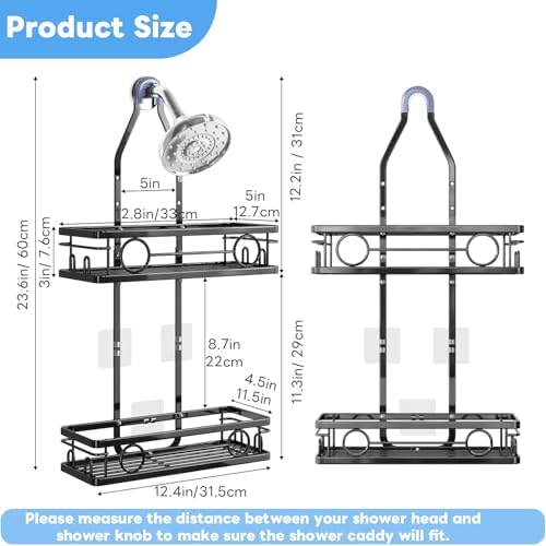 Adjustable Shower Caddy Hanging Rustproof Large-Capacity Bathroom Organizer - Image 2