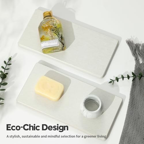 2PCS 10"x 5" Large Bathroom Sink Vanity Trays, Water Absorbing Diatomite Stone - Image 7
