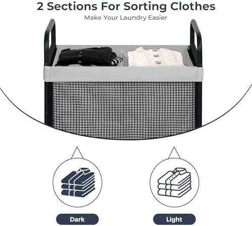 STO STO Laundry Hamper 2 Section, 100L Rolling Laundry Sorter Cart - Image 5